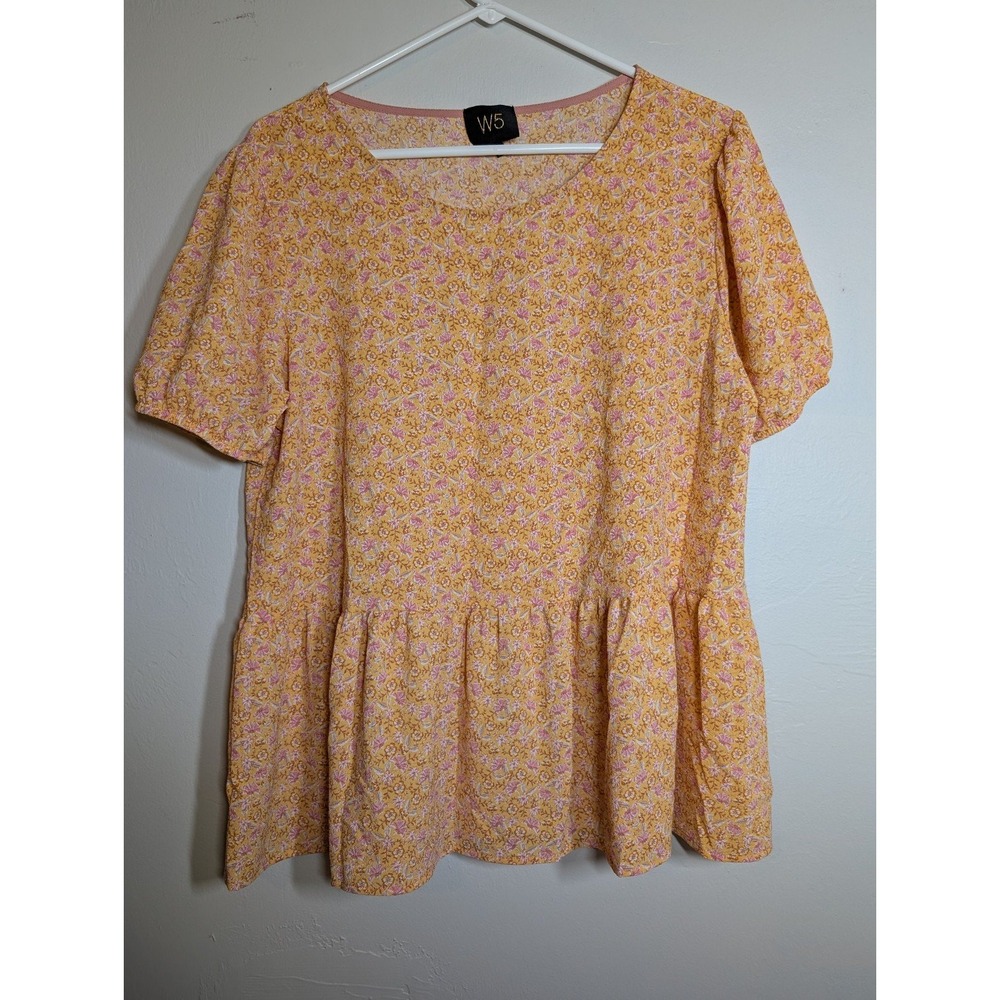 Orange‎ Pink & White Ruffled Bottom W5 Large Top